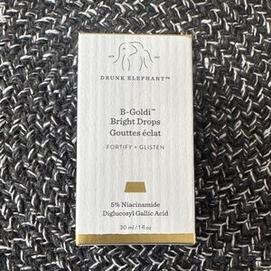 Drunk Elephant White and Gold B-Goldi Bright Drops Box